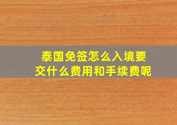 泰国免签怎么入境要交什么费用和手续费呢