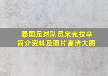 泰国足球队员宋克拉辛简介资料及图片高清大图