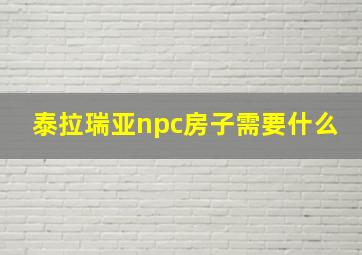 泰拉瑞亚npc房子需要什么