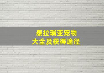 泰拉瑞亚宠物大全及获得途径