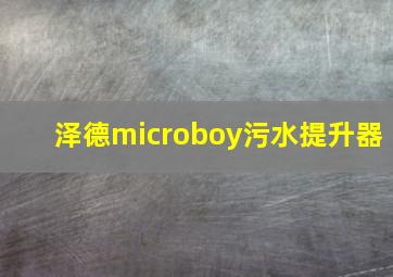 泽德microboy污水提升器