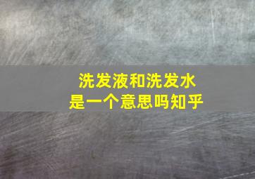 洗发液和洗发水是一个意思吗知乎