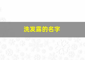 洗发露的名字