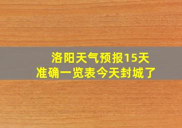 洛阳天气预报15天准确一览表今天封城了