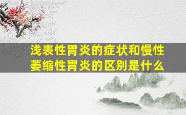 浅表性胃炎的症状和慢性萎缩性胃炎的区别是什么