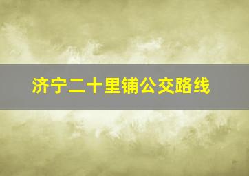 济宁二十里铺公交路线