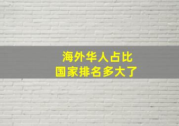 海外华人占比国家排名多大了