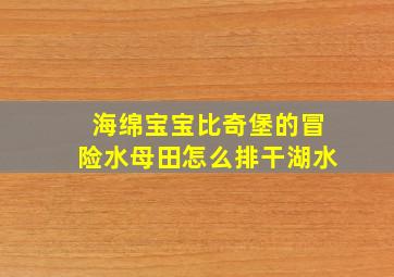 海绵宝宝比奇堡的冒险水母田怎么排干湖水