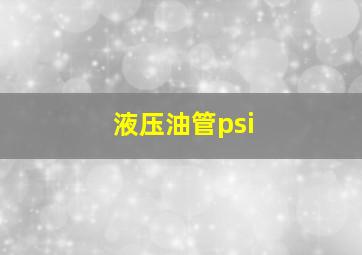 液压油管psi