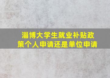 淄博大学生就业补贴政策个人申请还是单位申请