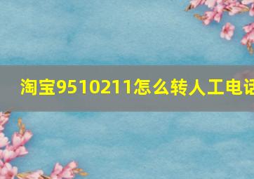 淘宝9510211怎么转人工电话