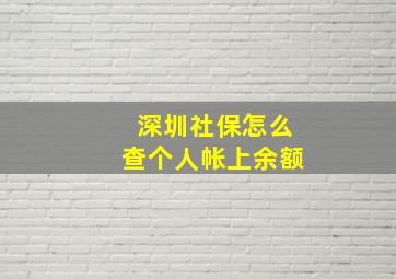 深圳社保怎么查个人帐上余额