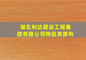 湖北利达建设工程集团有限公司特级资质吗