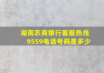 湖南农商银行客服热线9559电话号码是多少