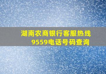 湖南农商银行客服热线9559电话号码查询