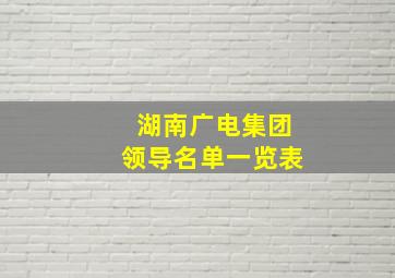 湖南广电集团领导名单一览表