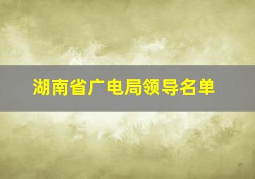 湖南省广电局领导名单