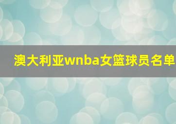 澳大利亚wnba女篮球员名单