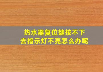 热水器复位键按不下去指示灯不亮怎么办呢