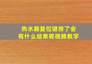 热水器复位键按了会有什么结果呢视频教学