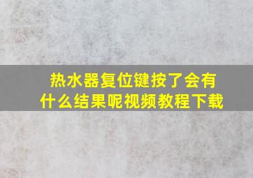 热水器复位键按了会有什么结果呢视频教程下载