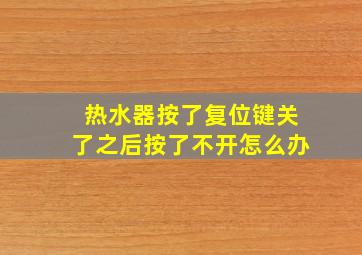 热水器按了复位键关了之后按了不开怎么办