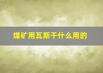 煤矿用瓦斯干什么用的