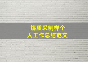 煤质采制样个人工作总结范文