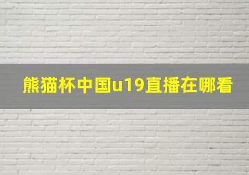 熊猫杯中国u19直播在哪看