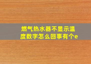 燃气热水器不显示温度数字怎么回事有个e