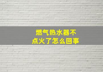 燃气热水器不点火了怎么回事