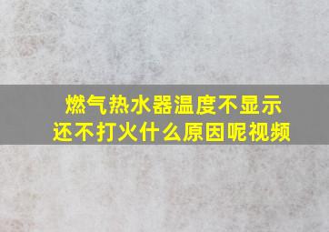 燃气热水器温度不显示还不打火什么原因呢视频