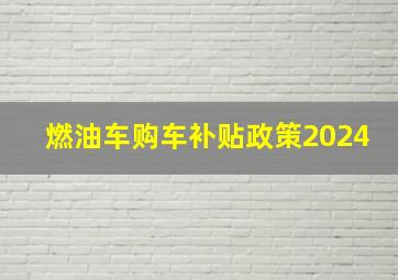 燃油车购车补贴政策2024