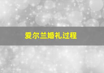 爱尔兰婚礼过程