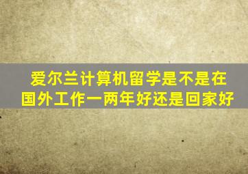 爱尔兰计算机留学是不是在国外工作一两年好还是回家好