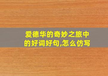 爱德华的奇妙之旅中的好词好句,怎么仿写