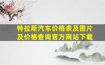 特拉斯汽车价格表及图片及价格查询官方网站下载