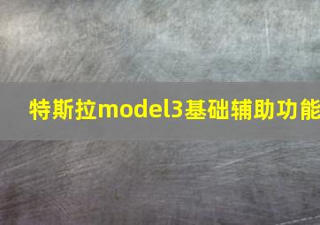 特斯拉model3基础辅助功能