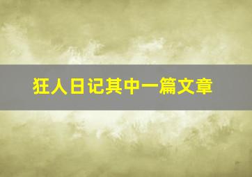 狂人日记其中一篇文章