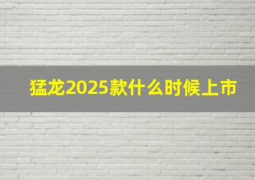 猛龙2025款什么时候上市