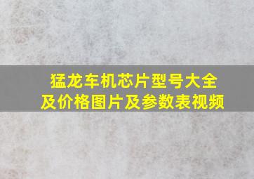 猛龙车机芯片型号大全及价格图片及参数表视频