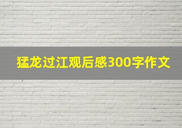 猛龙过江观后感300字作文