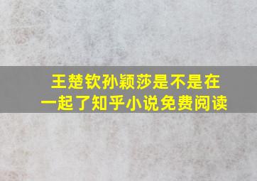 王楚钦孙颖莎是不是在一起了知乎小说免费阅读