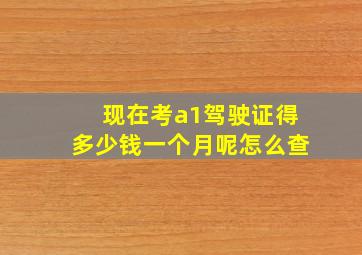 现在考a1驾驶证得多少钱一个月呢怎么查