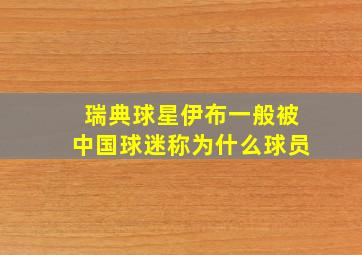 瑞典球星伊布一般被中国球迷称为什么球员