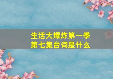 生活大爆炸第一季第七集台词是什么