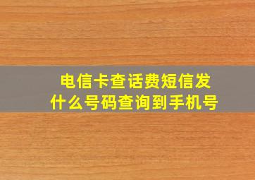 电信卡查话费短信发什么号码查询到手机号