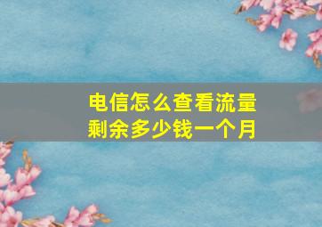 电信怎么查看流量剩余多少钱一个月