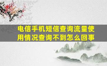 电信手机短信查询流量使用情况查询不到怎么回事