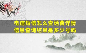 电信短信怎么查话费详情信息查询结果是多少号码